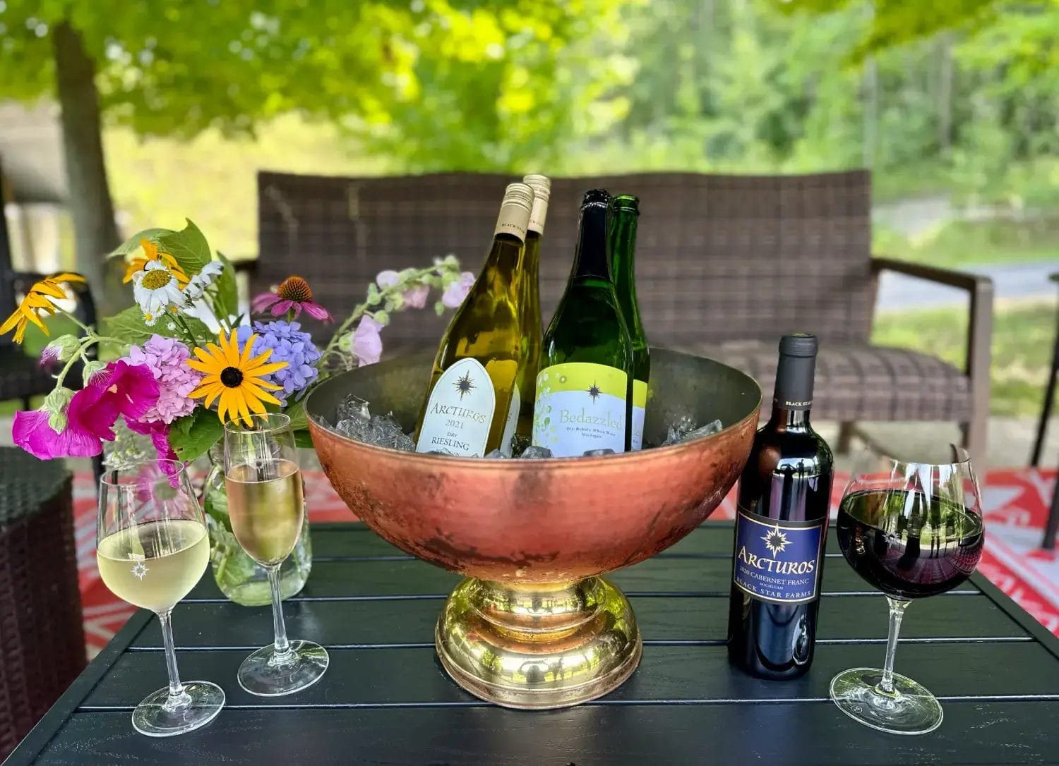 Happy couple toasting with wine glasses.