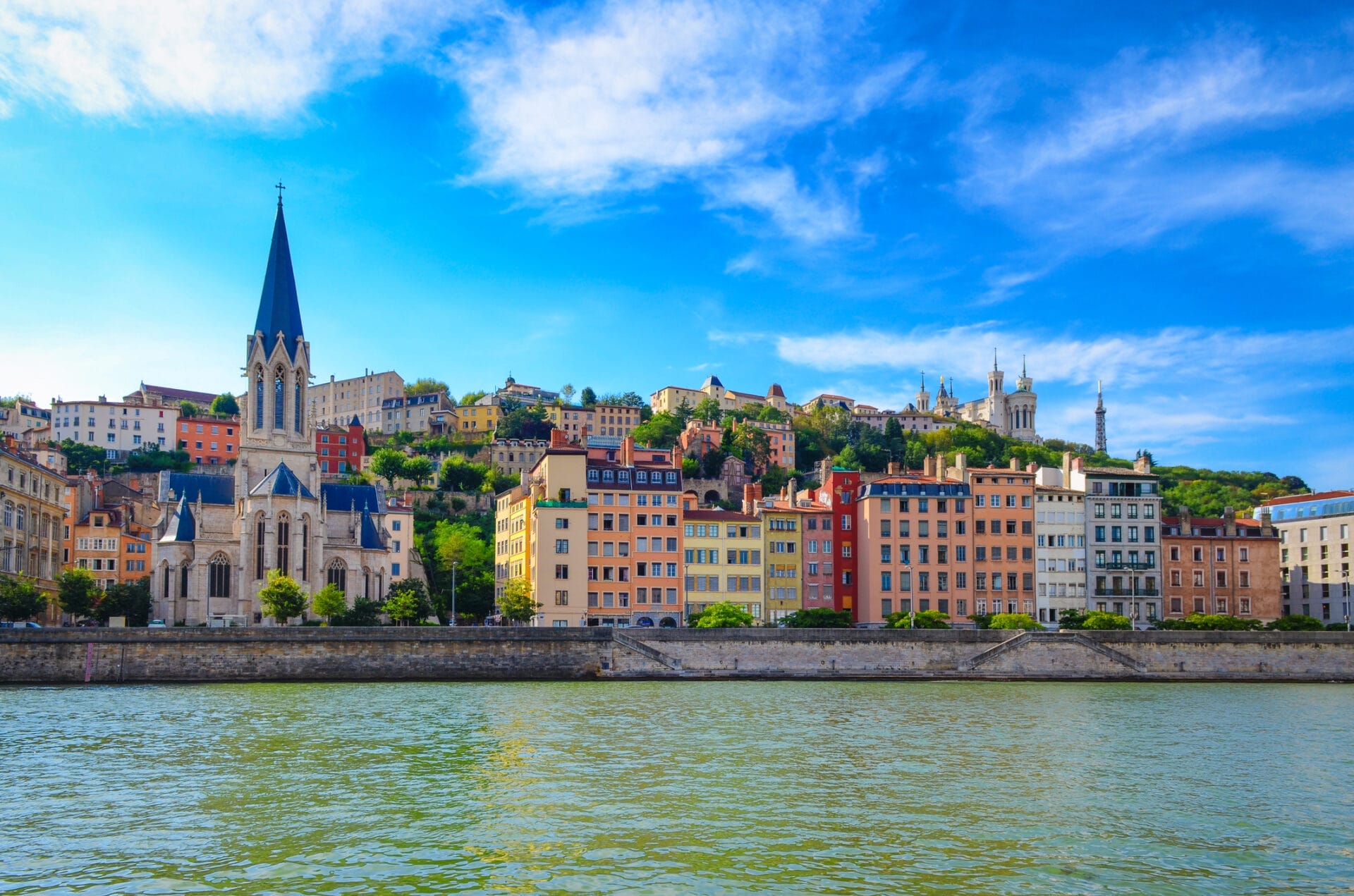 Lyon, France from the Soane River